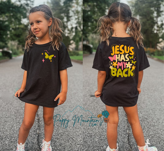 KIDS Jesus Has My Back Butterfly Tee