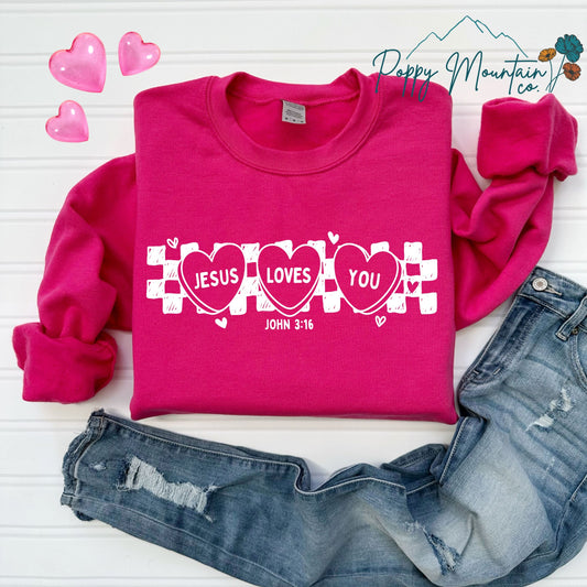 Jesus Loves You Hearts Tee