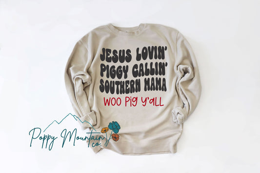 Jesus Lovin' Piggy Callin' Southern Mama Tee