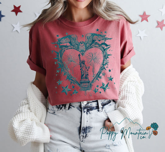 Lady Liberty Heart Tee