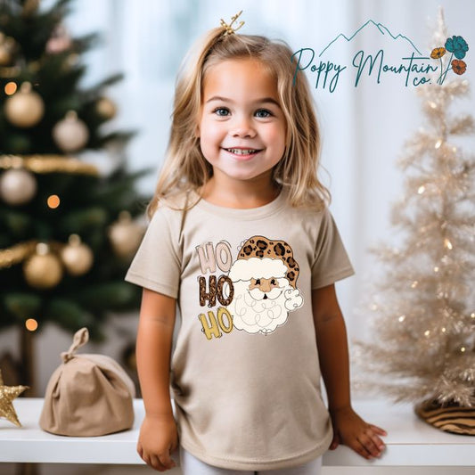 KIDS Leopard HoHoHo Santa Tee