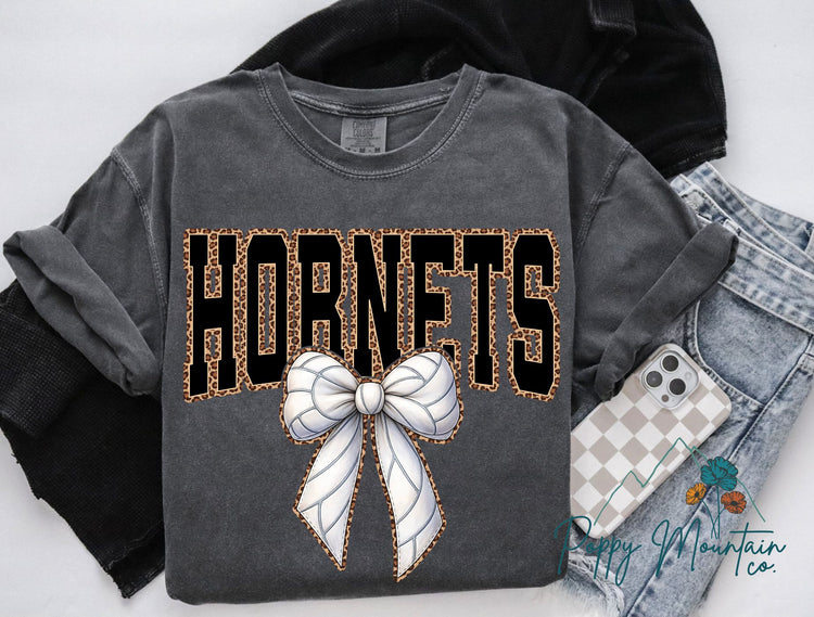 Leopard Hornets Volleyball Bow Tee