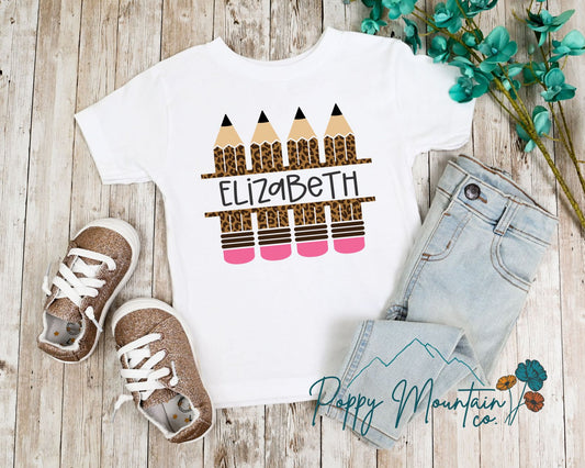 KIDS Custom Leopard Pencils Tee