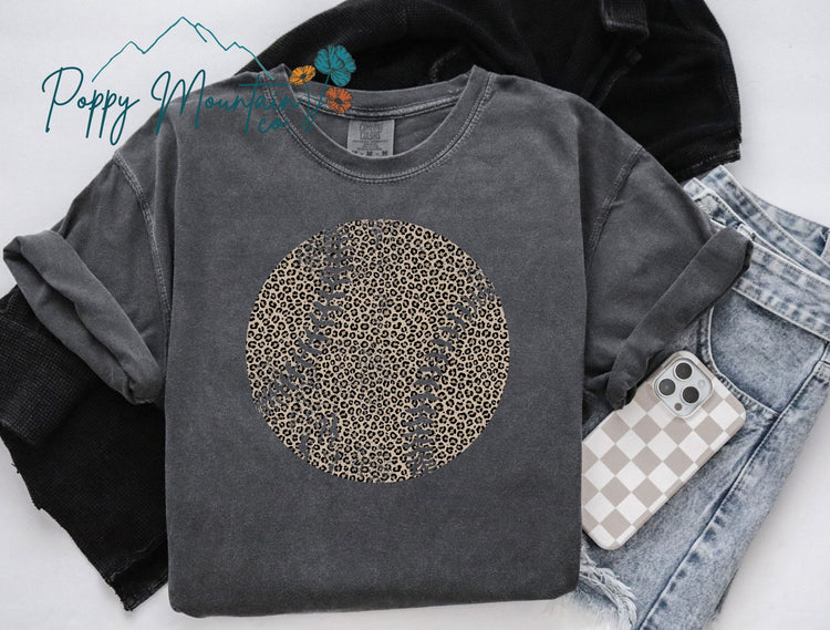 Distressed Leopard Softball Baseball Tee