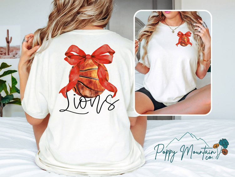 Lions Basketball Bow Tee