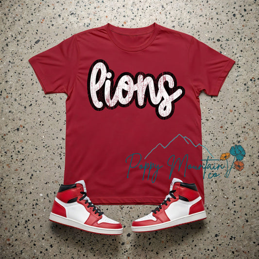 KIDS Distressed Lions Script Tee