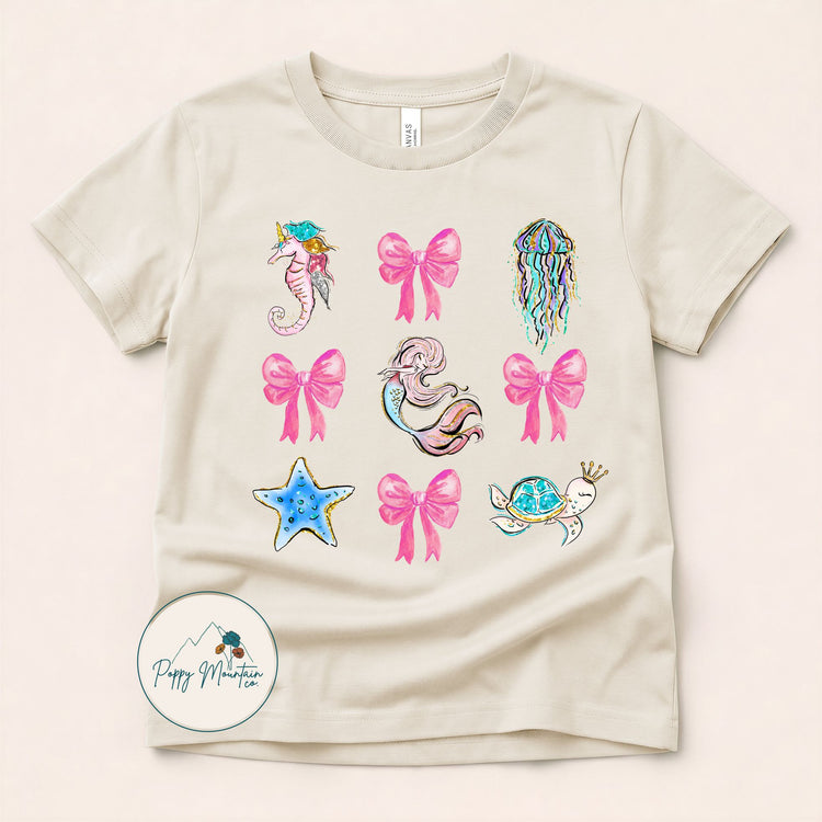 KIDS Mermaid Bow Collage Tee