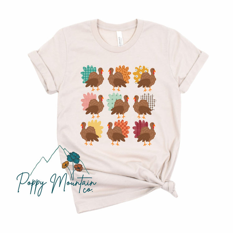 Multi Patterned Turkeys Tee