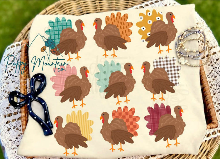 Multi Patterned Turkeys Tee