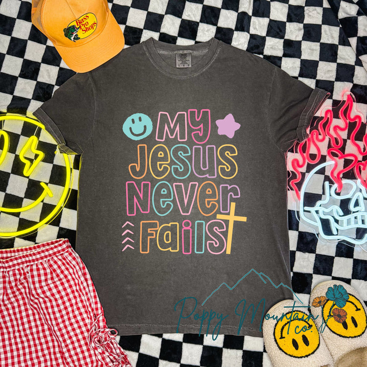 My Jesus Never Fails Smiley Tee