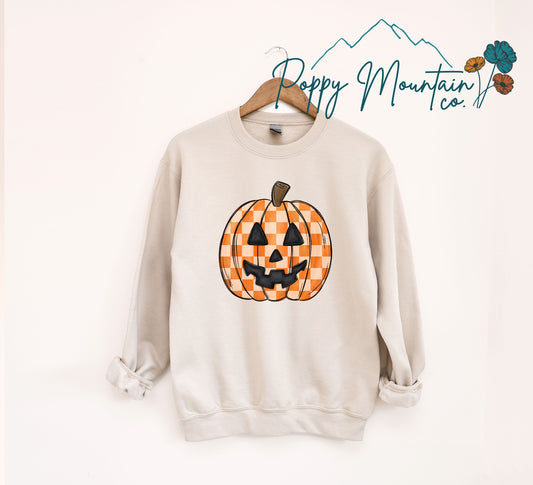 KIDS Orange Check Jack-O-Lantern Tee