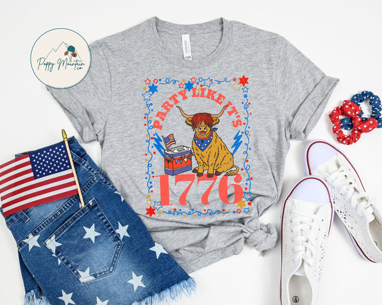 Party Like It's 1776 Cow Tee