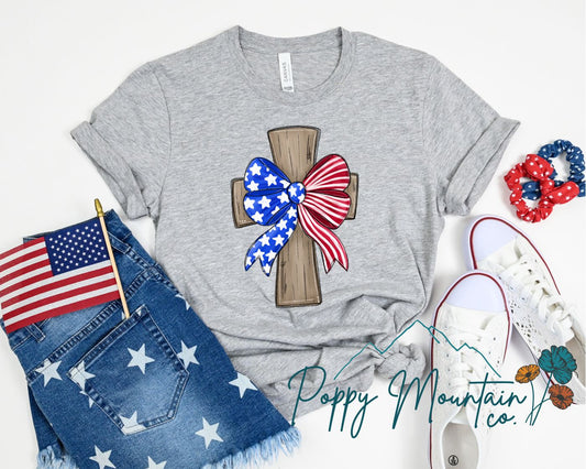 Patriotic Bow Cross Tee