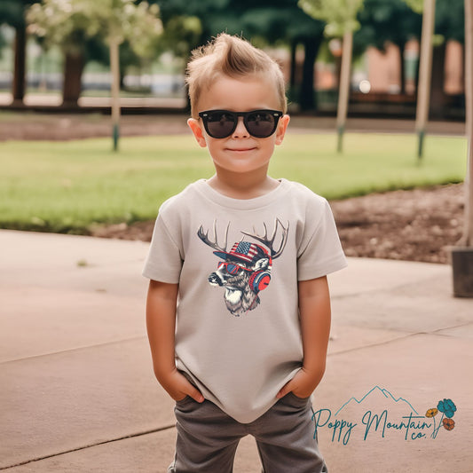 KIDS Patriotic Hip Deer Tee