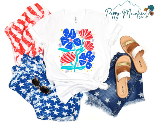 Boho Patriotic Flowers Tee