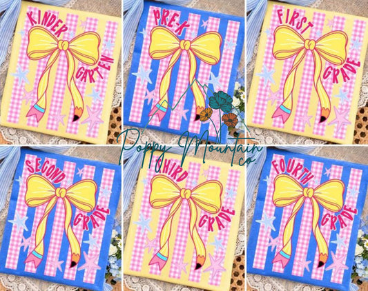 Striped Pencil Bow Grade Tee