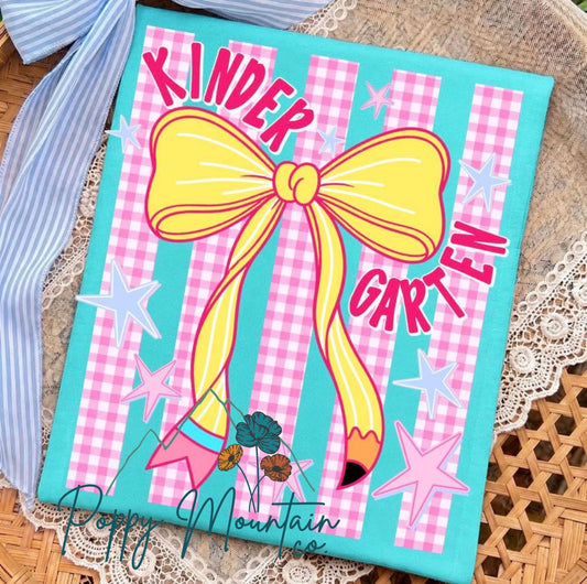 KIDS Striped Pencil Bow Grade Tee
