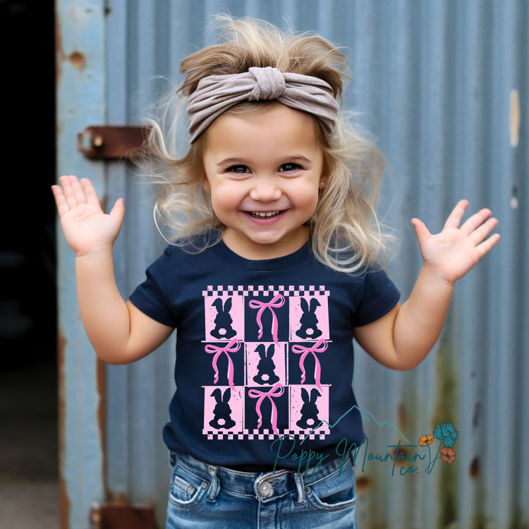 KIDS Pink Bunny Bow Collage Tee