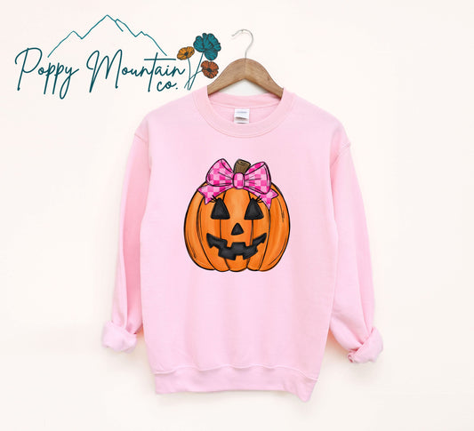 KIDS Pink Check Jack-O-Lantern Tee