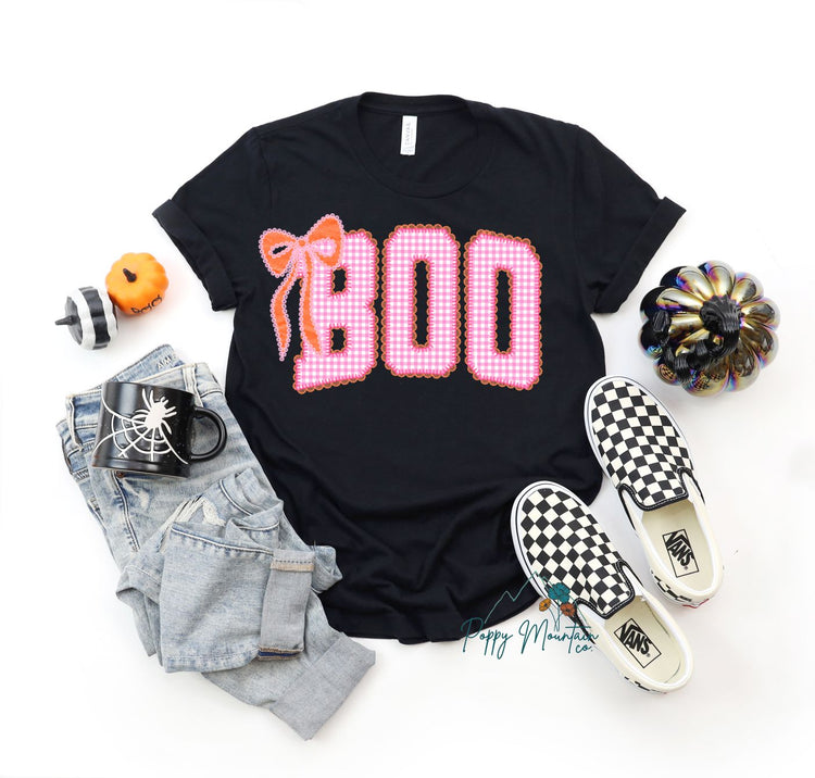 KIDS Pink Checkered BOO Tee