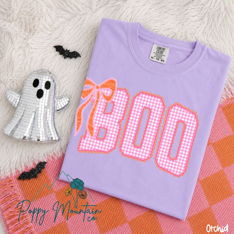 KIDS Pink Checkered BOO Tee