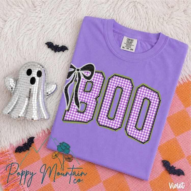 Purple Checkered BOO Tee
