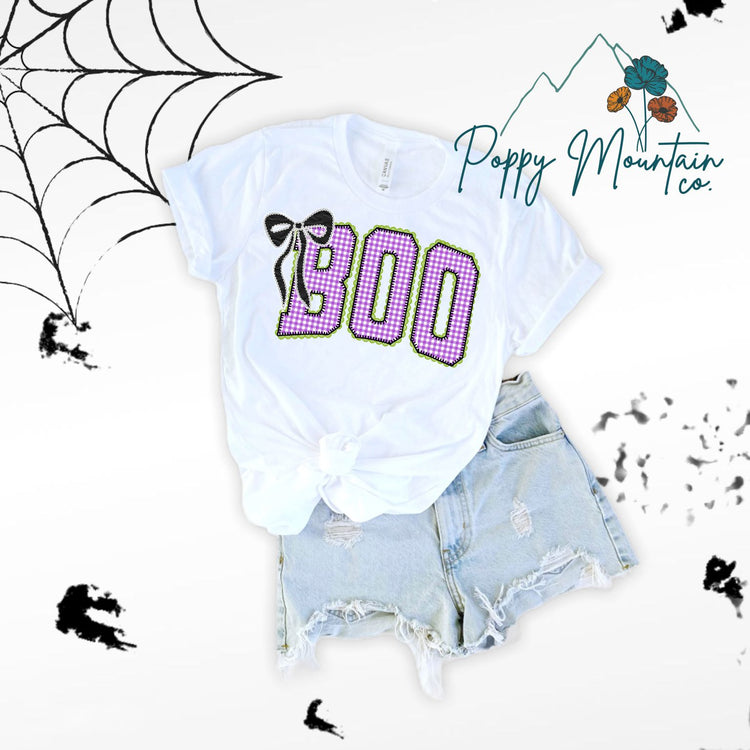 Purple Checkered BOO Tee