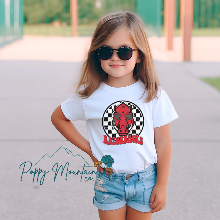 KIDS Razorbacks Preppy Check Tee