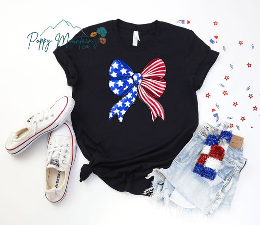 KIDS Red White & Blue Bow Tee
