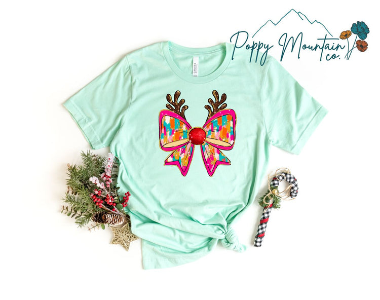 Rudolph Painted Bow Tee