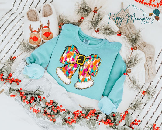 Santa Painted Bow Tee