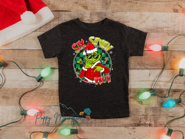 KIDS Six Seven Bruh Green Guy Santa Tee