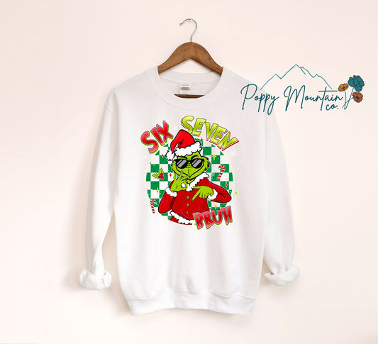 Six Seven Bruh Green Guy Santa Tee