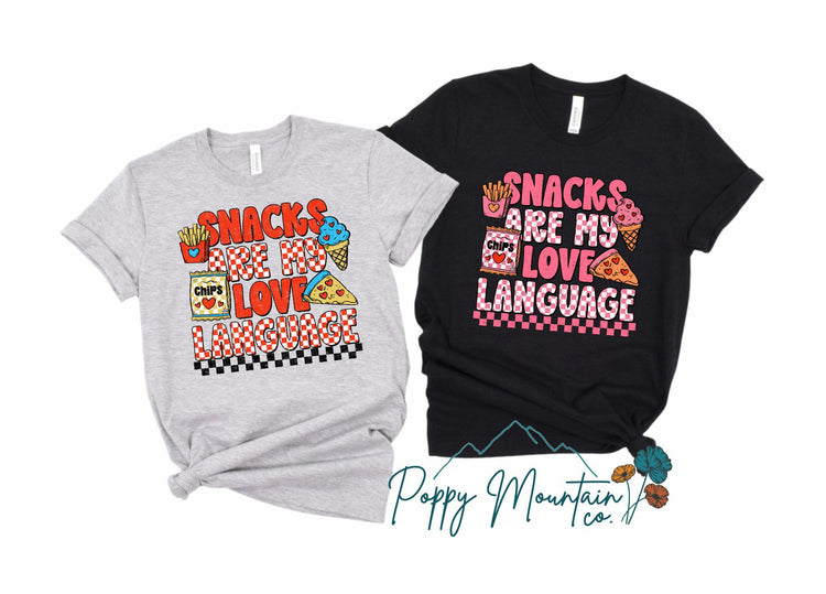 KIDS Snacks are my Love Language Valentines Tee
