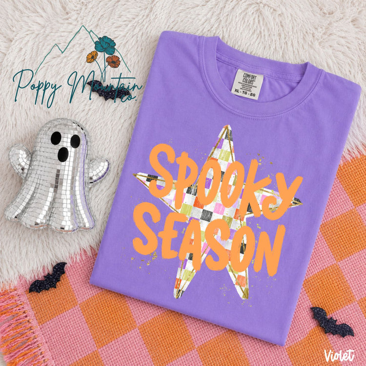Checkered Star Spooky Season Tee