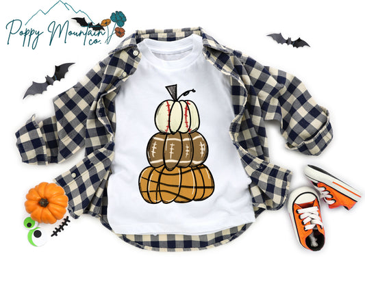 KIDS Stacked Sports Pumpkins Tee