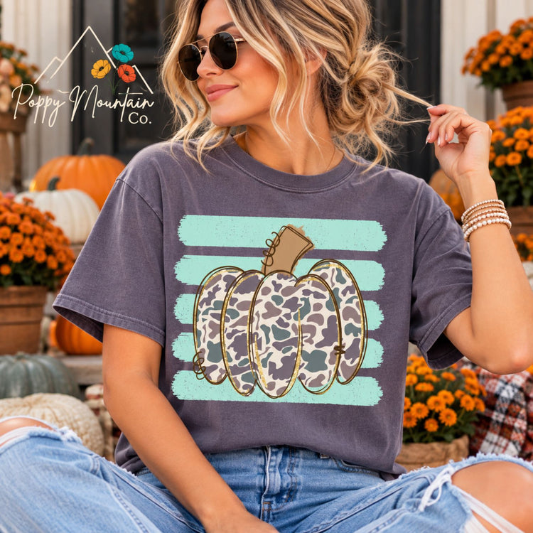 Striped Camo Pumpkin Tee