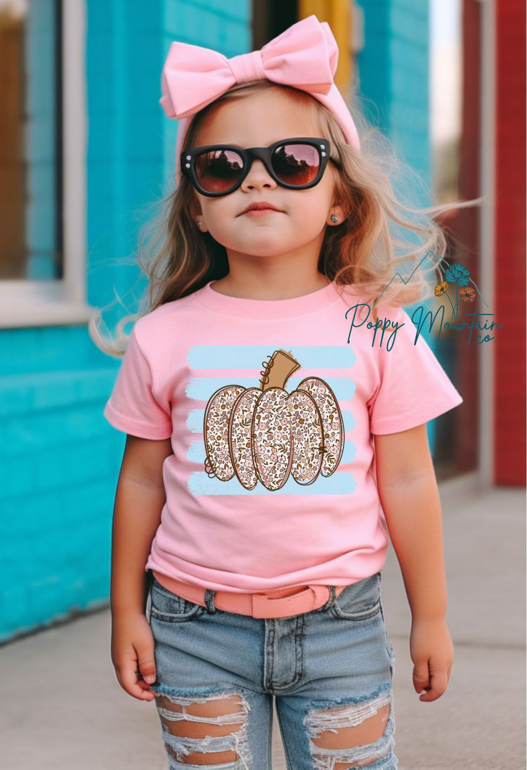 Striped Floral Pumpkin Tee