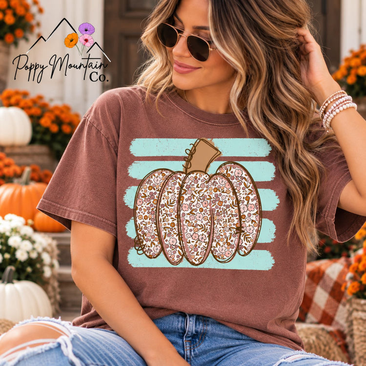 Striped Floral Pumpkin Tee
