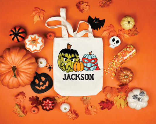 Custom Superhero Pumpkins Canvas Tote Bag