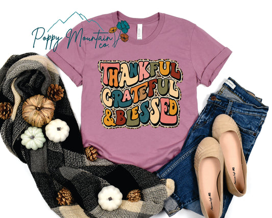 Thankful Grateful & Blessed Tee