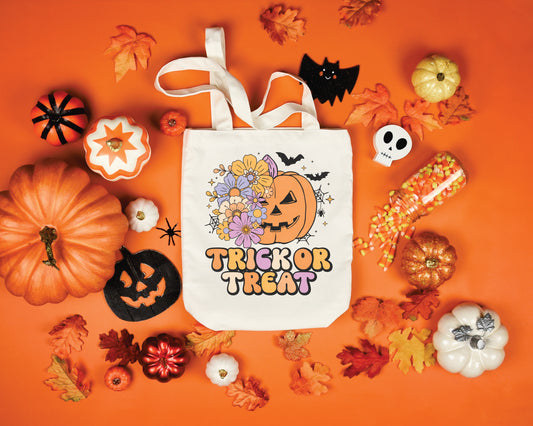 Girly Trick or Treat Canvas Tote Bag