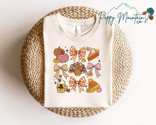 KIDS Turkey Bow Collage Tee