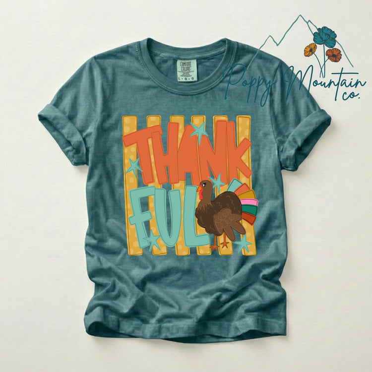 Whimsy Striped Thankful Turkey Tee