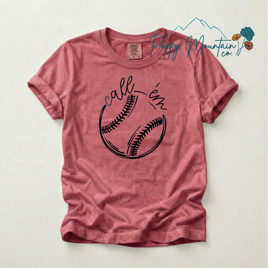 Call 'Em Sketch Baseball Tee